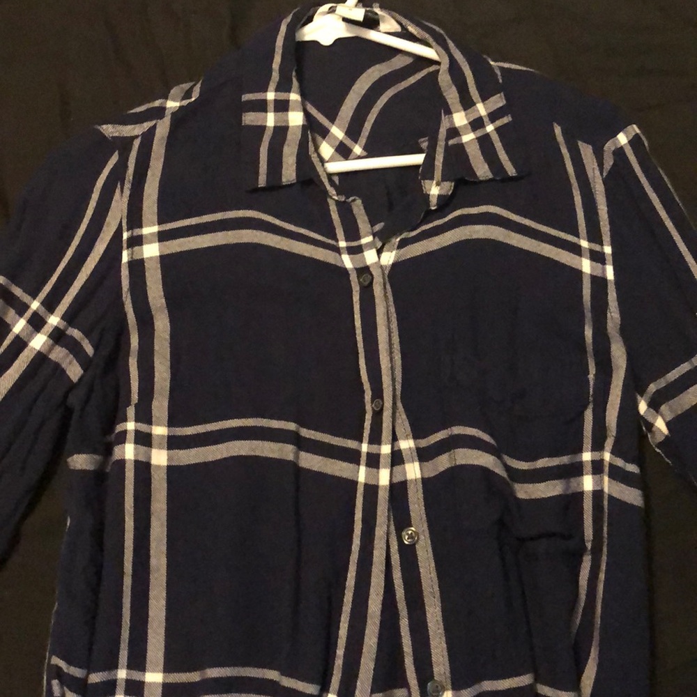 Navy blue and white flannel
